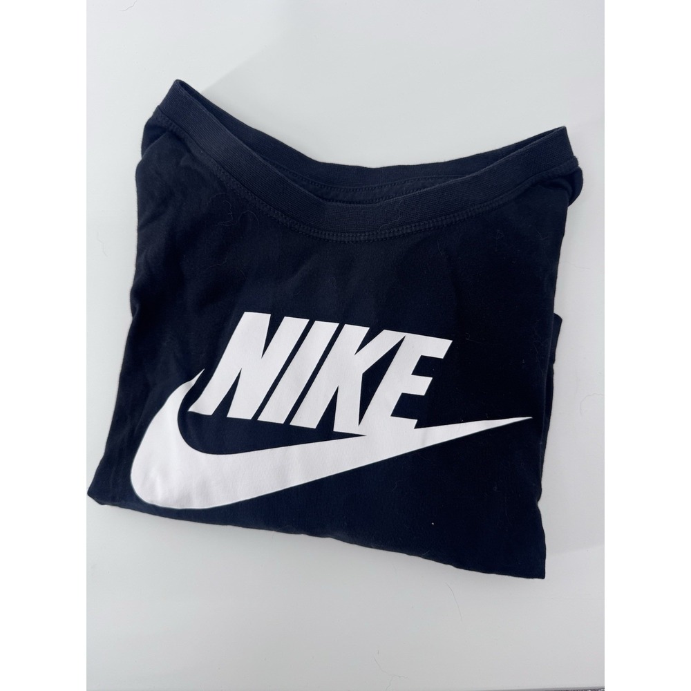 The Nike Tee Short Sleeve Shirt Women's Small Black Cropped Loose Fit Logo